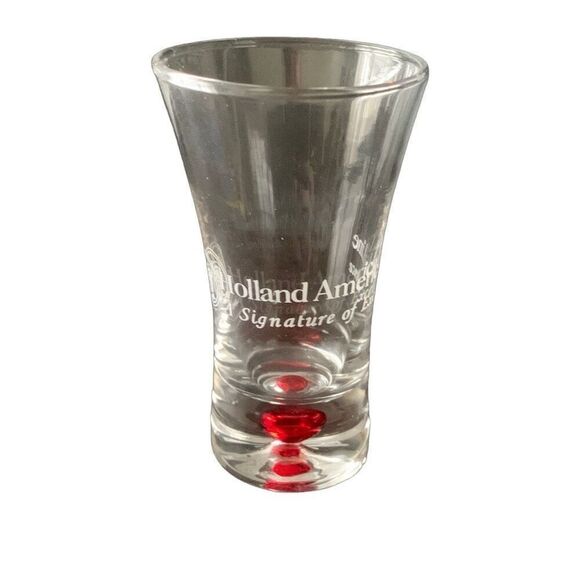 Pre Owned Holland America Line Cruise Ship Souvenir Red Bubble Shot Glass - Picture 4 of 12
